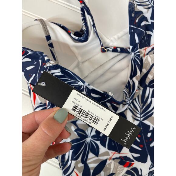 NWT Nicole Miller Crossover Tankini With Scoop Bottom Surf Paddle Beach Size M - Picture 4 of 4